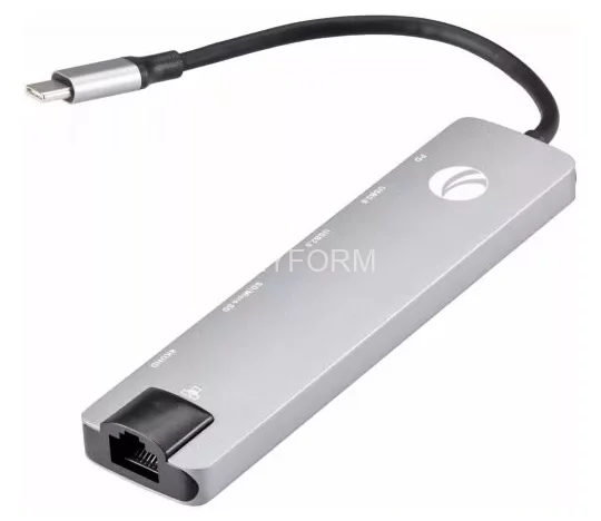 Aдаптер Type-Cm -->HDMI A(f) 4K@30Hz+USB3.0+USB2.0+RJ45+TF+CD+PD,VCOM, Alum Shell, VCOM<CU4351> VCOM CU4351