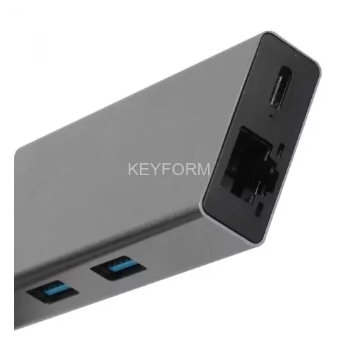 Адаптер Type-Cm --> RJ-45+2USB3.0(f) +PD100Вт Alum Shell VCOM <CU459> VCOM CU459