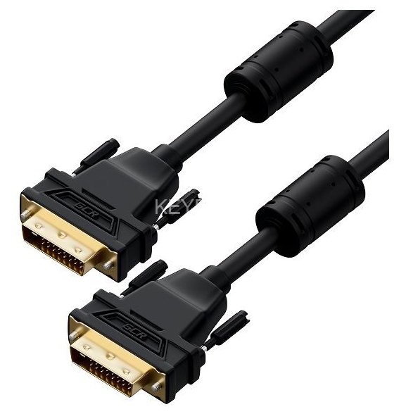 GCR Кабель PROF 5.0m DVI-D, черный, GOLD, ферритовые кольца, OD 8.5mm, 28 AWG, DVI/DVI, 25M/25M, двойной экран Greenconnect GCR-54235