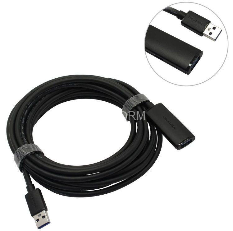 Активный кабель-удлинитель Vention USB 3.0 AM/AF с усилителем - 5м Черный Vention CBMBJ