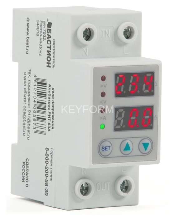 602 Альбатрос РНТ-63А реле напряжения 145-300В 63А время срабатывания 20 мс индикация Бастион ALBATROS-RNT-63A