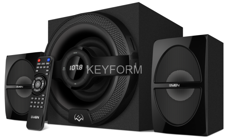 Акустическая система SVEN MS-2085, черный (60 Вт, Bluetooth, подсветка, пульт, дисплей, FM, USB, SD) Sven SV-020101