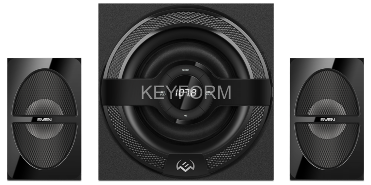 Акустическая система SVEN MS-2085, черный (60 Вт, Bluetooth, подсветка, пульт, дисплей, FM, USB, SD) Sven SV-020101
