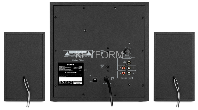 Акустическая система SVEN MS-2085, черный (60 Вт, Bluetooth, подсветка, пульт, дисплей, FM, USB, SD) Sven SV-020101