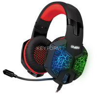 Игровые наушники с микрофоном SVEN AP-U988MV, черный-красный (USB, LED, 7.1) Sven SV-014780
