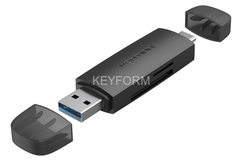 Картридер Vention USB 3.0 A+C (SD+TF) Черный Vention CLKB0