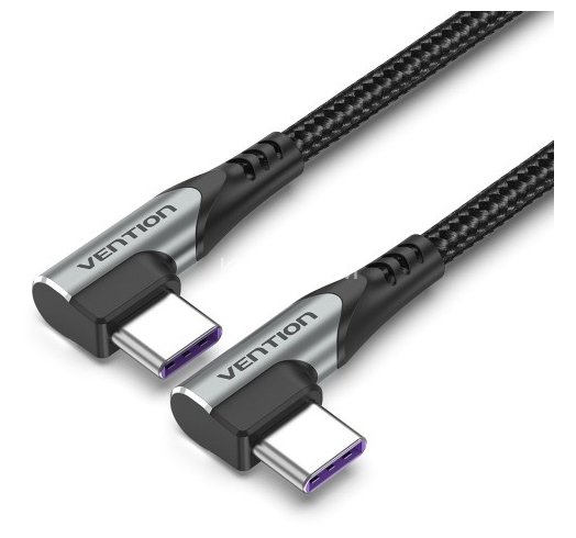 Кабель Vention USB 2.0 CM/CM угловой - 1м. Серый 5А PD100W Vention TANHF