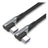 Кабель Vention USB 2.0 CM/CM угловой - 1м. Серый 5А PD100W Vention TANHF