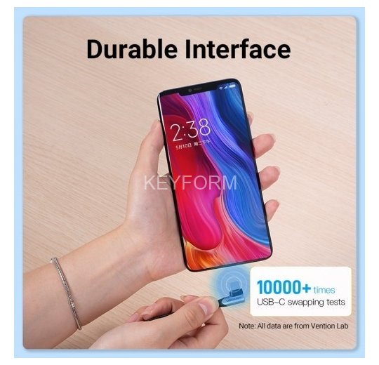 Кабель Vention USB 2.0 CM/CM угловой - 1м. Серый 5А PD100W Vention TANHF