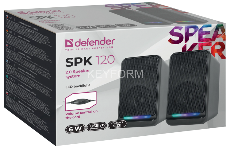 Defender Акустическая 2.0 система SPK 120 6 Вт, подсветка,питание от USB Defender 65119