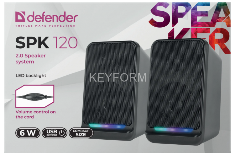Defender Акустическая 2.0 система SPK 120 6 Вт, подсветка,питание от USB Defender 65119